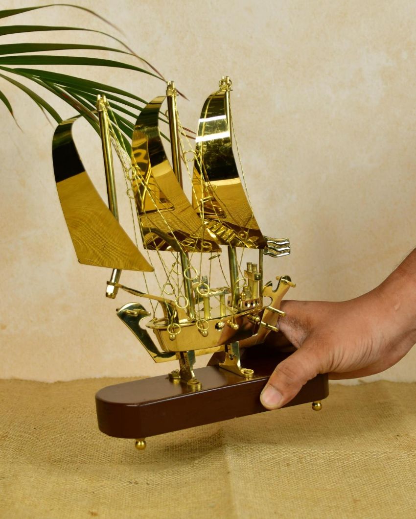 Classic Brass Ship Showpiece | 7 x 3 x 10 inches