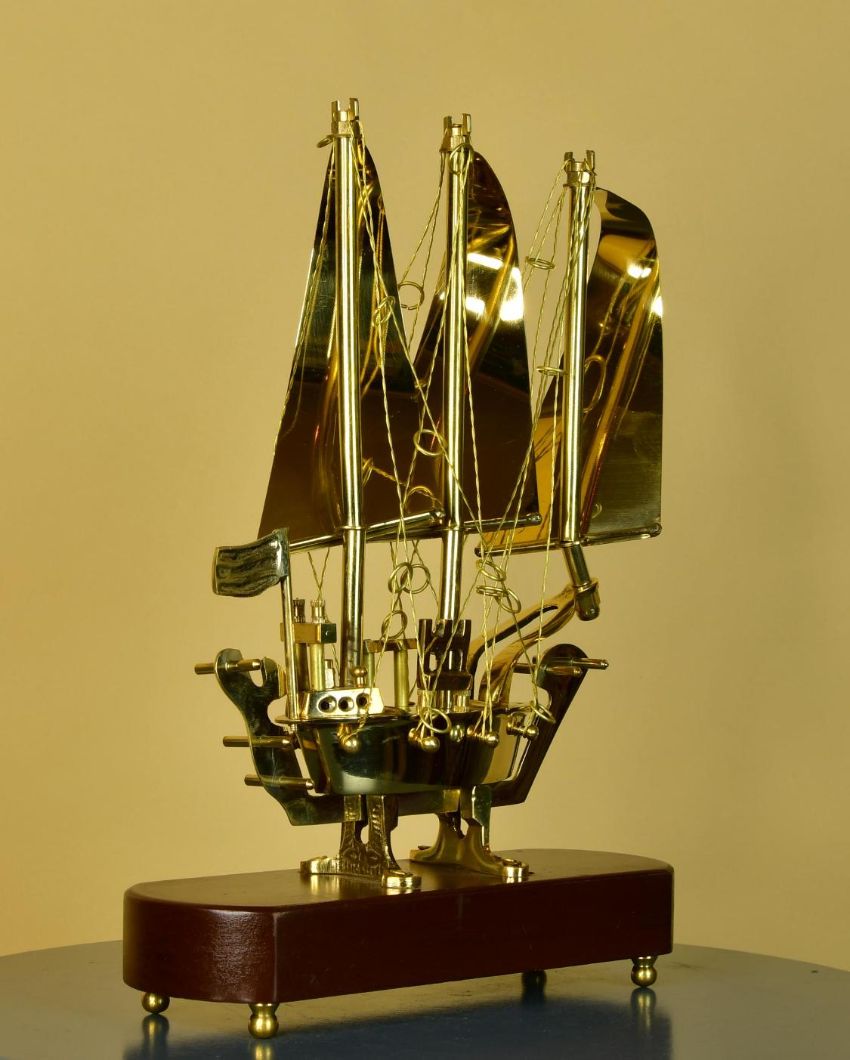 Classic Brass Ship Showpiece | 7 x 3 x 10 inches