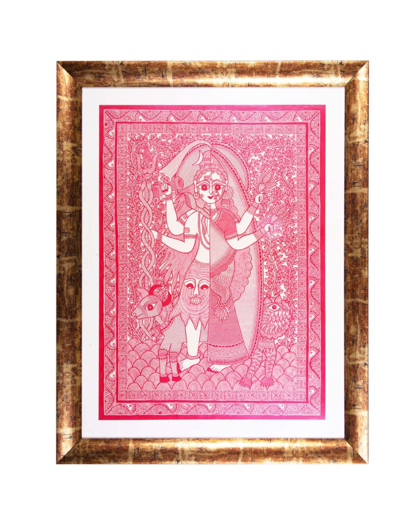 Ardhnarishwara Original Handmade Madhubani Painting | 37 x 29 inches