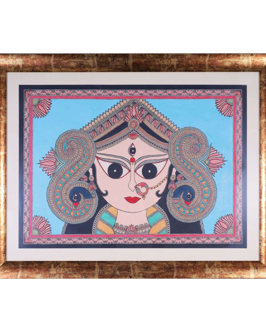 Devi Durga Original Handmade Madhubani Painting | 29 x 39 inches