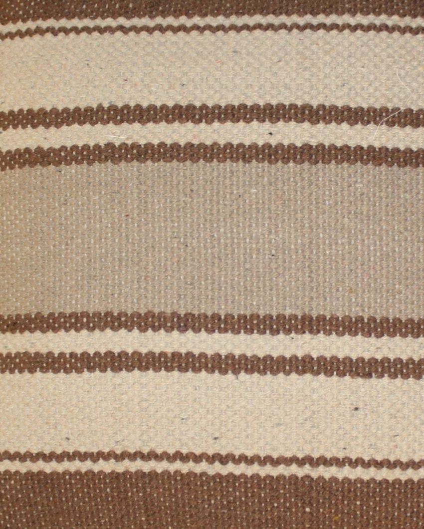 Brown Stripe Hand Woven Cotton Cushion Cover | 18 x 18 Inches