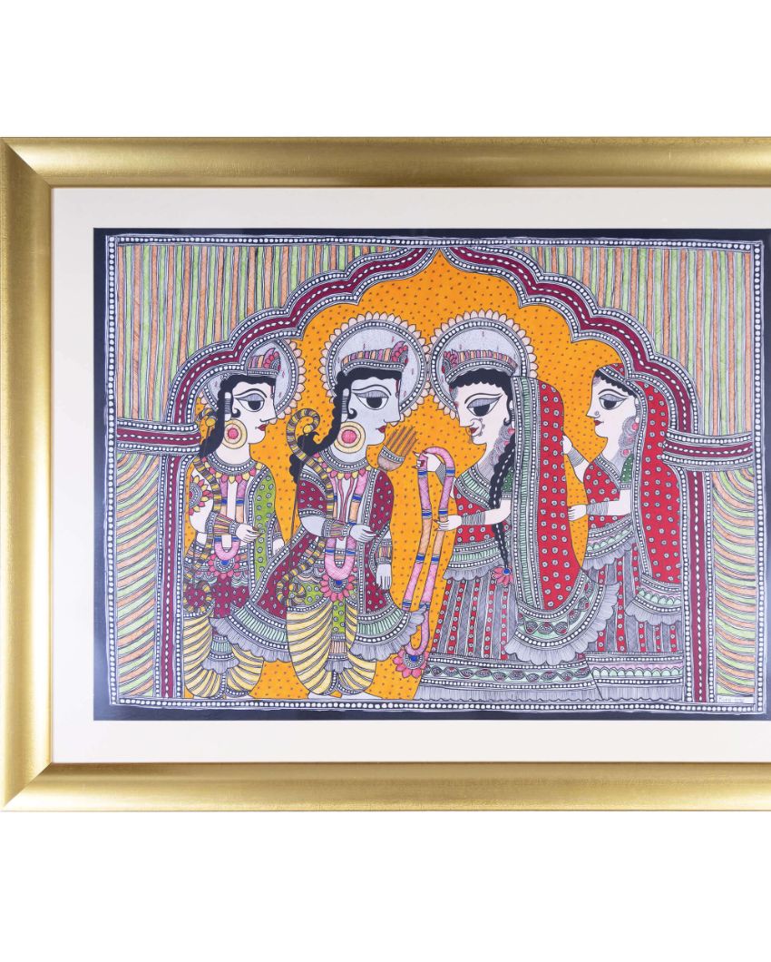 True Love Original Handmade Madhubani Painting | 37 x 29 inches