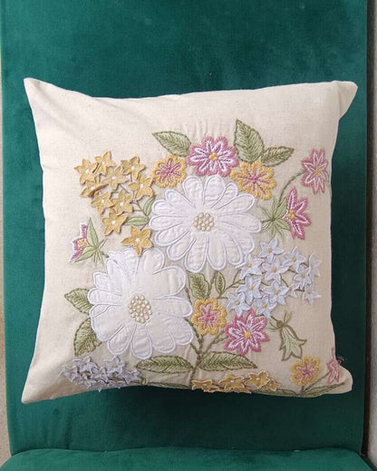 Tranquil Treescapes Embroidery Design Cotton Cushion Cover | 16 x 16 inches