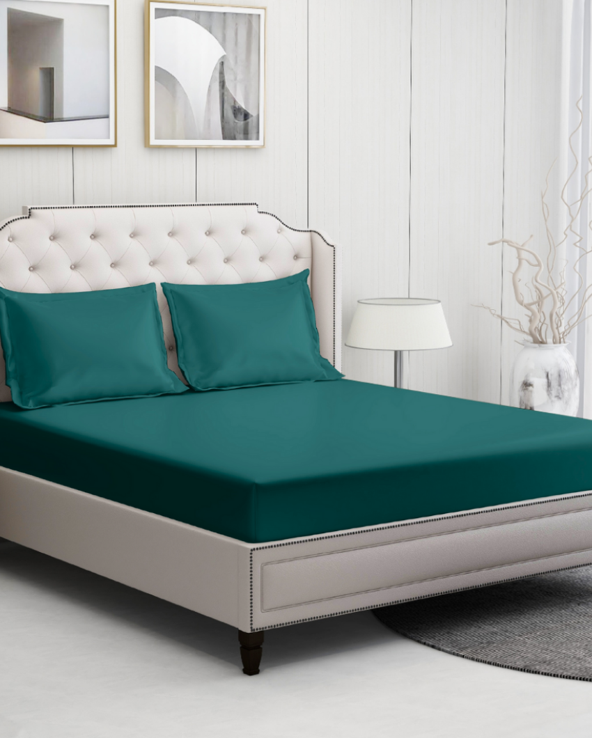 Teal Cotton Bedding Set with 2 Pillow Covers | King Size | 108 x 108 inches