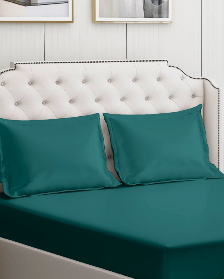 Teal Cotton Bedding Set with 2 Pillow Covers | King Size | 108 x 108 inches