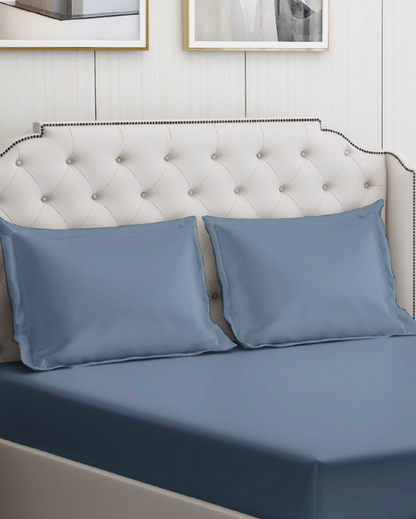 Blue Cotton Bedding Set with 2 Pillow Covers | King Size | 108 x 108 inches