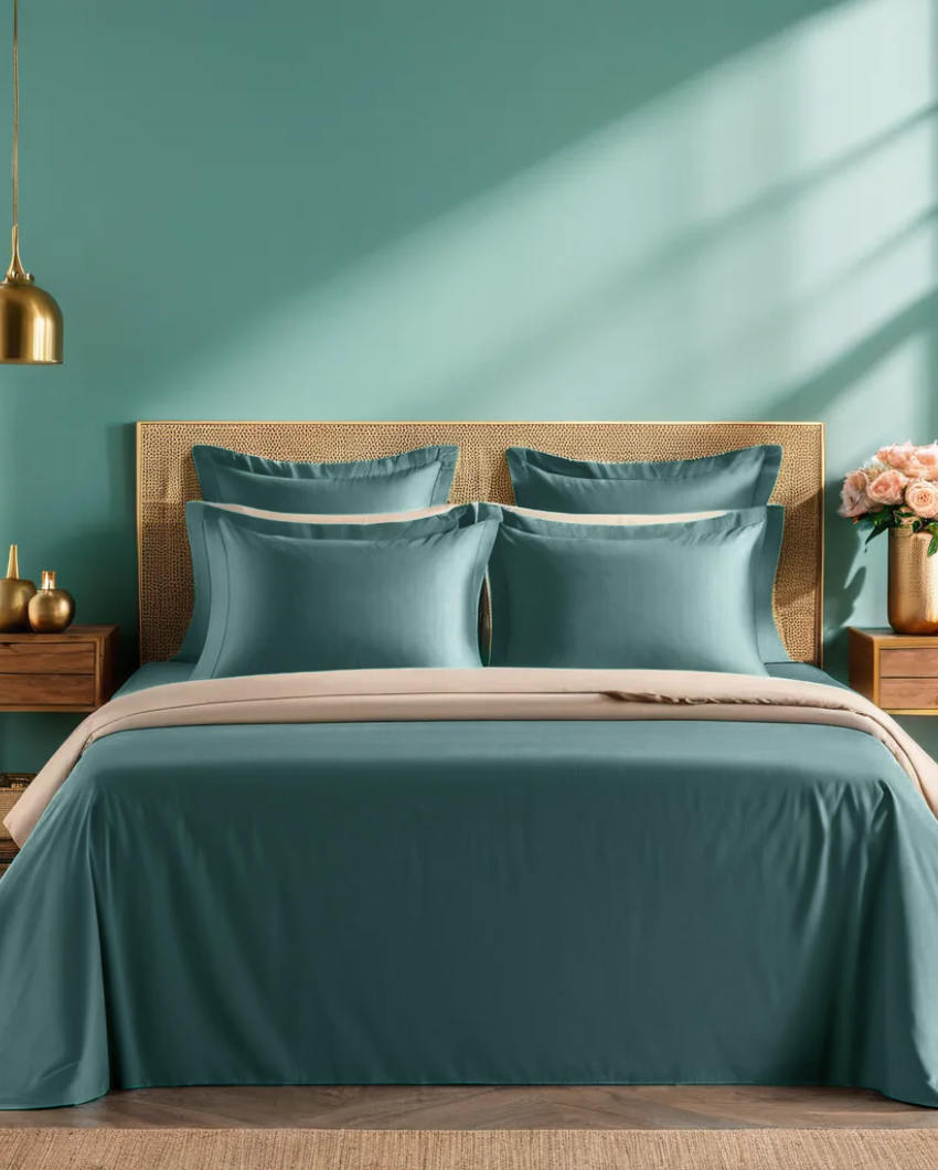 Turquoise Cotton Bedding Set with 2 Pillow Covers | King Size | 108 x 108 inches