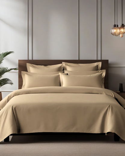 Taupe Cotton Bedding Set with 2 Pillow Covers | King Size | 108 x 108 inches