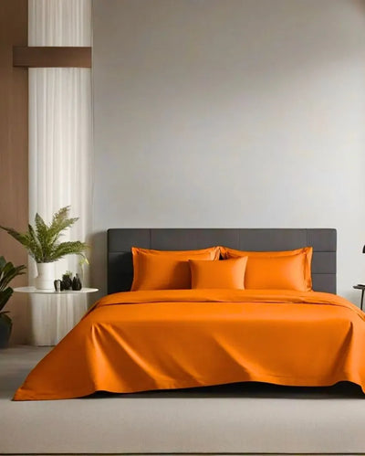 Orange Cotton Bedding Set With Pillow Covers | King Size | 108 x 108 Inches