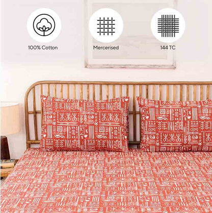 Rusty Gamathi Cotton Bedding Set With Pillow Cover | King Size | 108 x 108 Inches