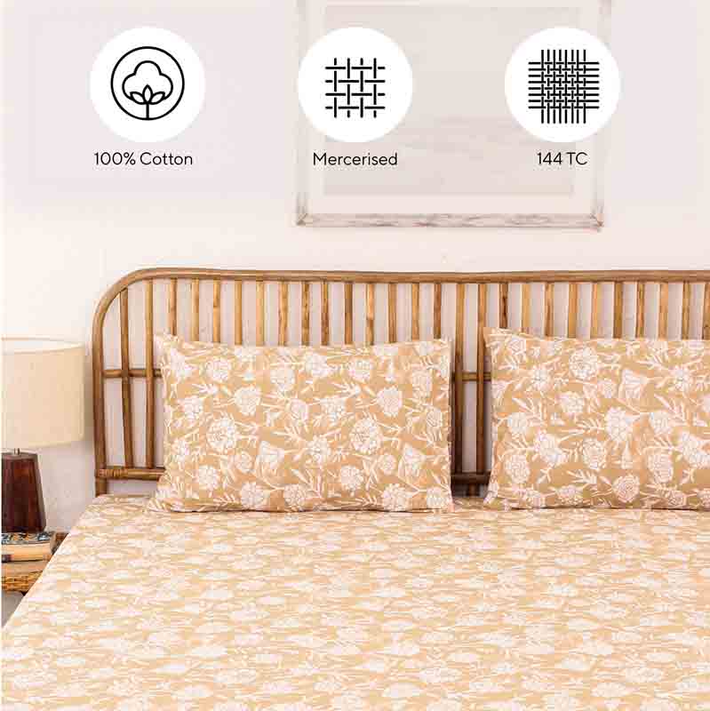 Beige Genda Phool Single Bedsheet Set Default Title