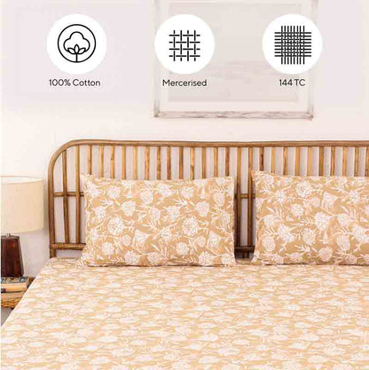 Beige Genda Phool Single Bedsheet Set Default Title