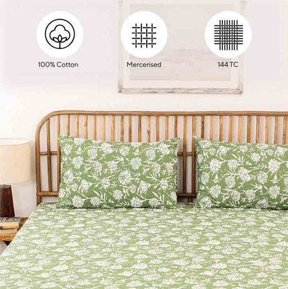 Green Genda Phool Single Bedsheet Set Default Title