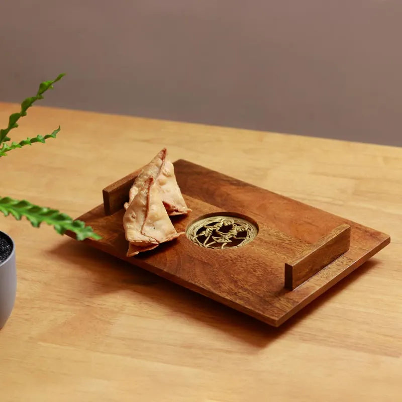 Decorative Wooden Platter Tray | 12 x 8 inches