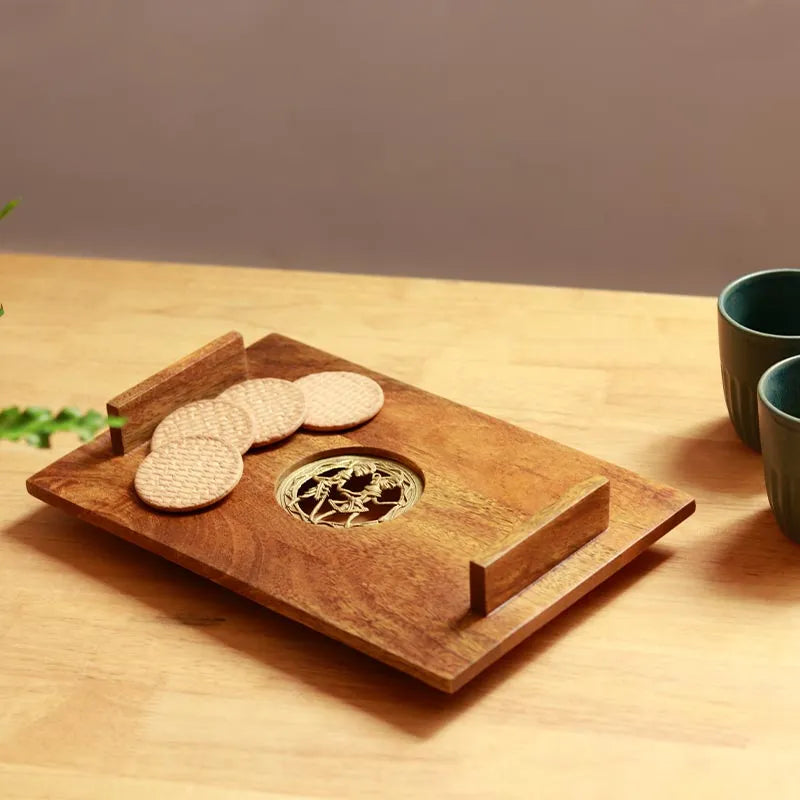 Decorative Wooden Platter Tray | 12 x 8 inches