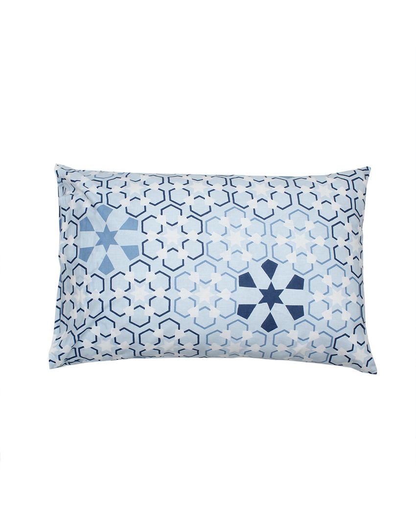 The Wily Kaleidoscope Blue Cotton Double Bed Sheet Set | 90 x 100