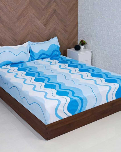 Modern Blue Wave Polycotton Bedsheet | Pack of 3