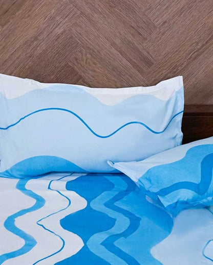 Modern Blue Wave Polycotton Bedsheet | Pack of 3