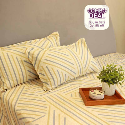 Beige Microfiber Queen Size Bedsheet with Pillow Covers Set | 90 x 100 inches