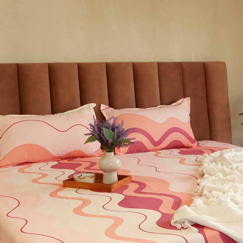 Blush Microfiber Bed Sheet With 2 Pillow Cover Default Title