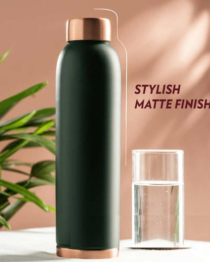 Classic Matte Finish For Stylish Hydration Pure Copper Water Bottle | 1L | 3 x 10 inches