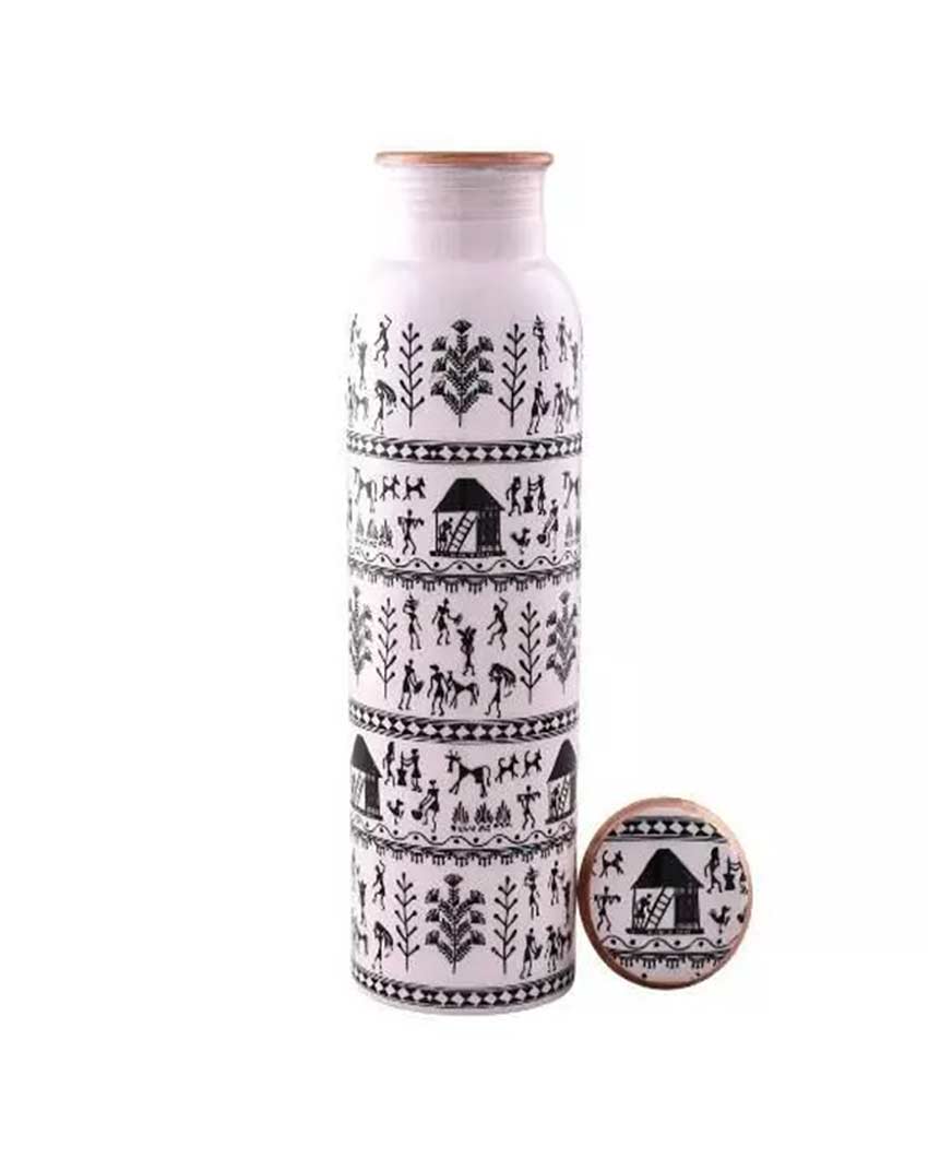 Traditional Meenakari For Healthy Storage Pure Copper Water Bottle | 1L | 3 x 10 inches