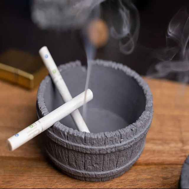 Simple Classic Design Barrel Tray Concrete Ashtray | 4 x 4 x 2 inches