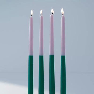 Green Mix & Match Tapered Candles |Set of 4 | 10.2 cm / 4 inches