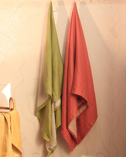 Aloevera Double Cloth Bath Towel | Set of 2 | 59x30 inches | Get a Freebie