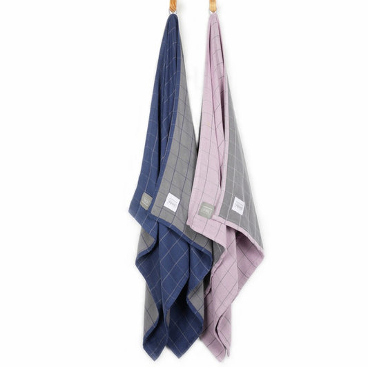 Banana Double Cloth Bath Towel | Set of 2 French Blue & Mystic Rose