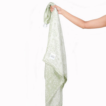 Banana Jacquard  Floral Face Towel | Set of 2 Pastel Green |  Charcoal