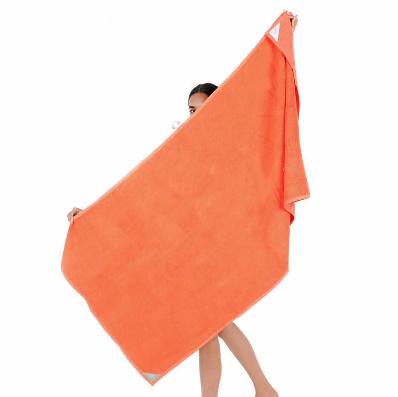 Banana X Cotton Bath Towel | Set of 2 Bottle Green |  Red Orange