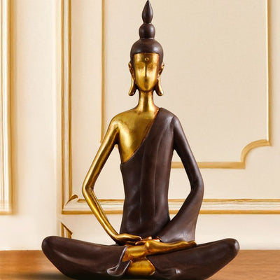 Exquisite Magnificent Modern Gold Meditating Buddha Statue | 6 x 7 inches