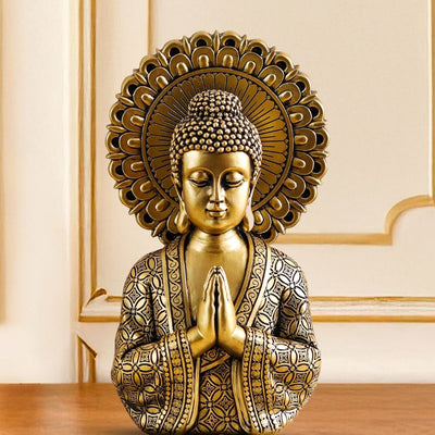 Vintage Antique Gold Buddha Statue Spiritual Decor | 6 x 10 inches