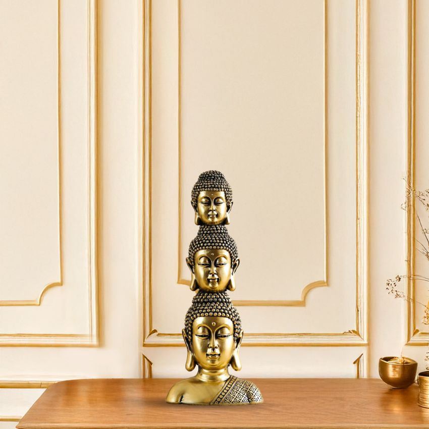Radiant Golden Buddha Head Showpiece Centerpiece | 6 x 12  inches
