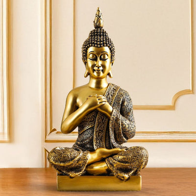 Joyful Sitting Buddha Statue Spiritual Decor | 6 x 12  inches