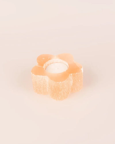 Flower Orange Selenite Tea Light Holder