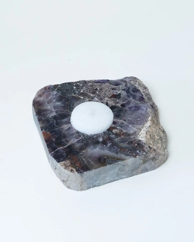 Amethyst Raw Flat Tea Light Holder