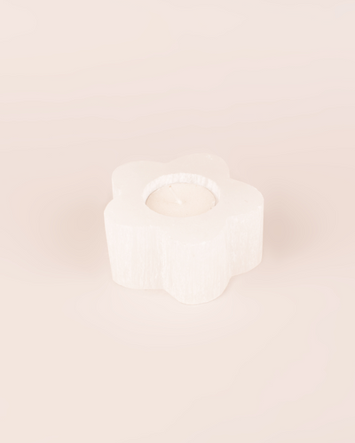 Flower Selenite Tea Light Holder