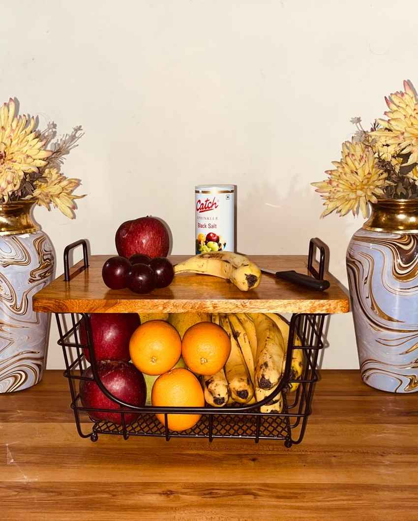 Elegant Gatherers Counter Top 2-in-1 Fruit Basket & Organizer | 13 x 10 inches