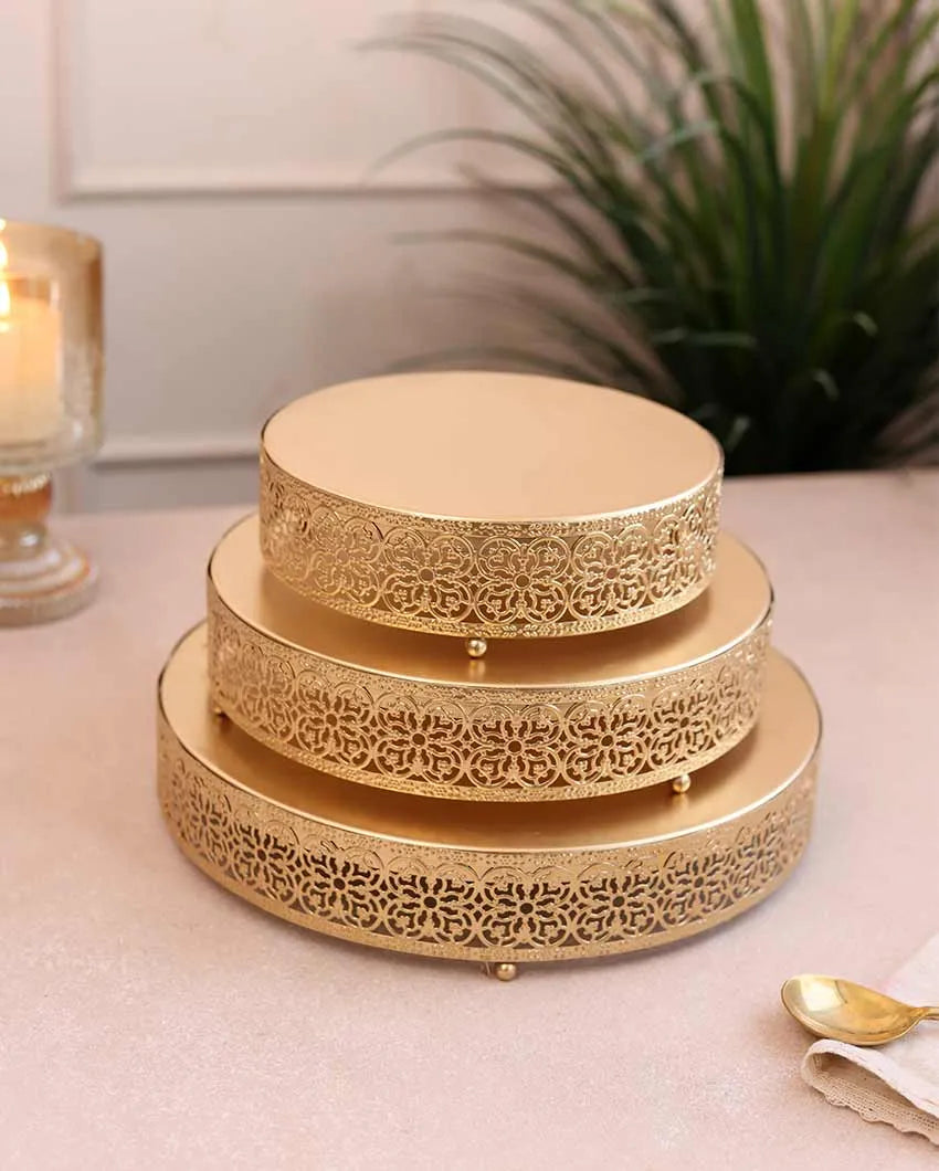 The Round Etching Flower Buffet Riser | Gold – Dusaan