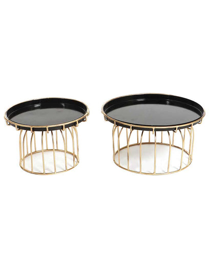 Black & Gold Metal Cake Platters | Set of 2