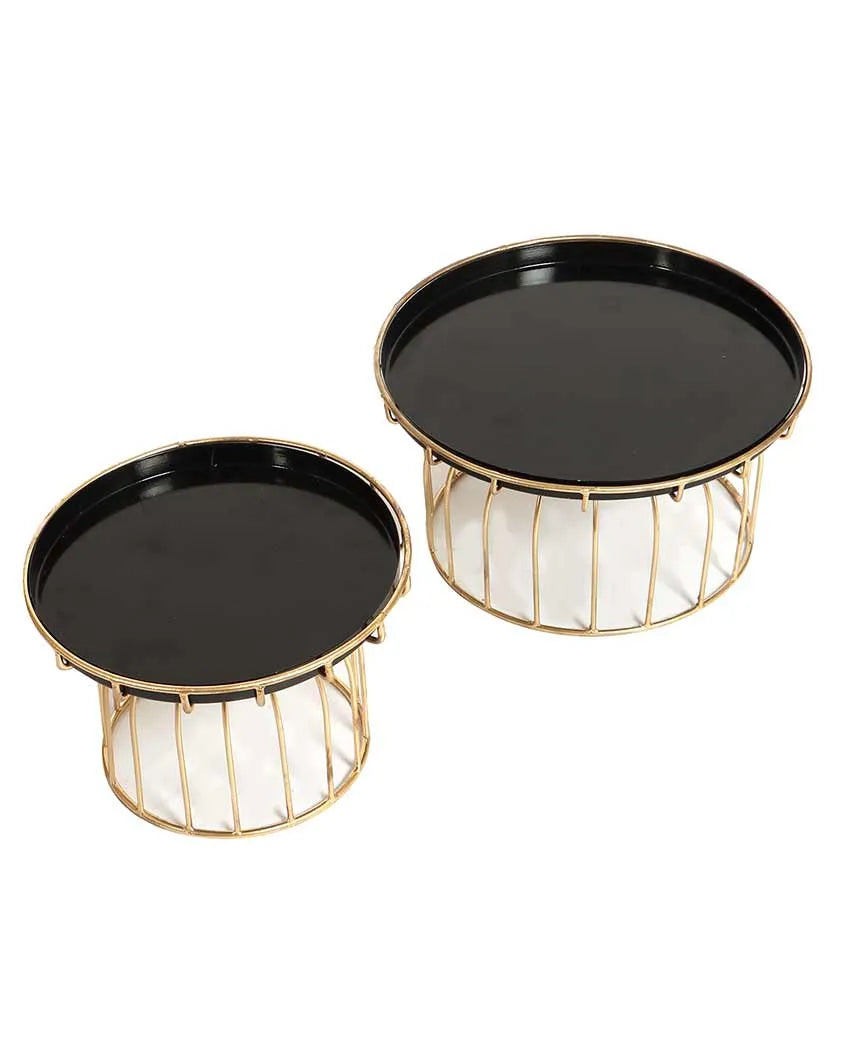 Black & Gold Metal Cake Platters | Set of 2