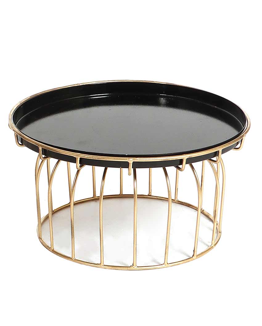 Black & Gold Metal Cake Platters | Set of 2