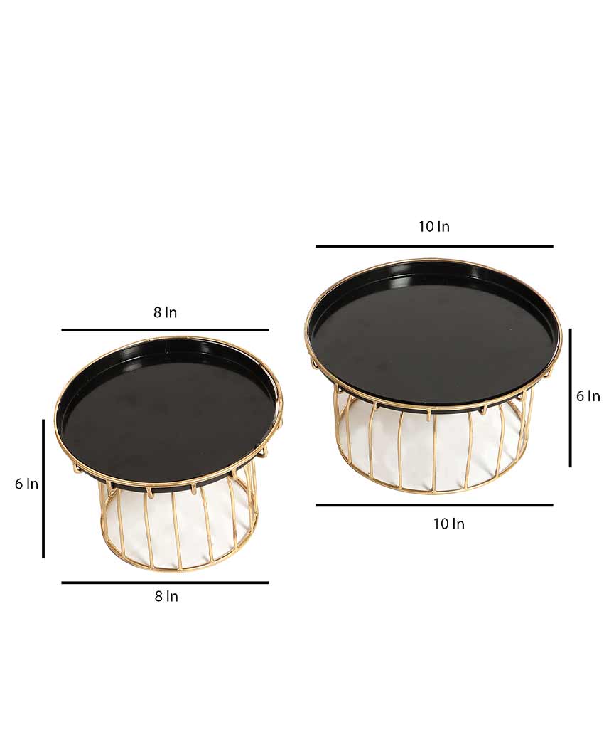 Black & Gold Metal Cake Platters | Set of 2