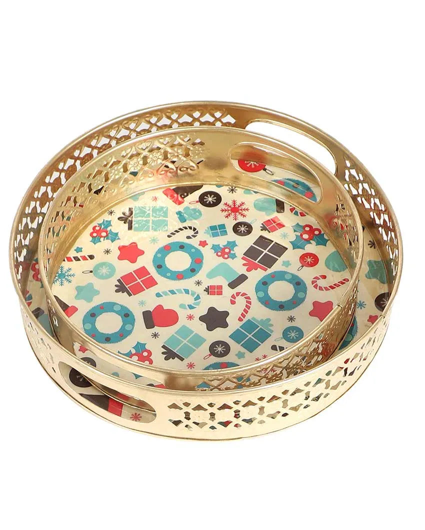 Christmas Ring Metal Trays | Set of 2