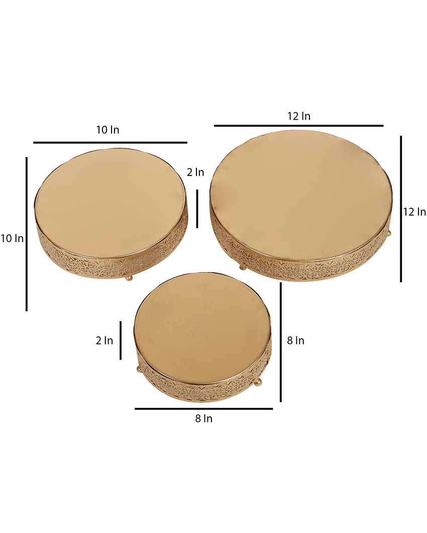 Round Etching Flower Buffet Riser | Set of 3