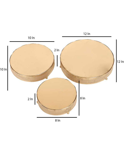 Round Etching Line Buffet Risers | Set of 3 - Dusaan