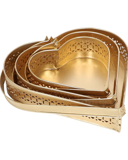 Heart Shape Gifting Iron Tray Basket | Set Of 3