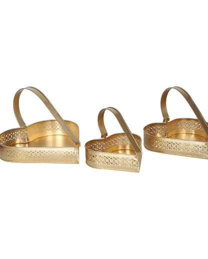 Heart Shape Gifting Iron Tray Basket | Set Of 3